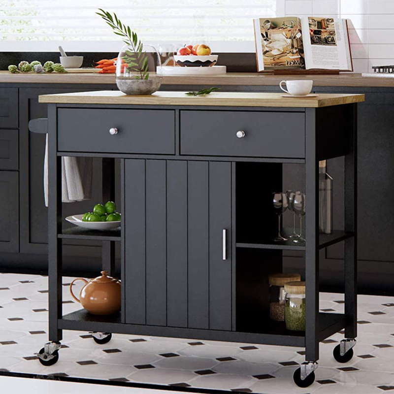 Black Kitchen Island Cart